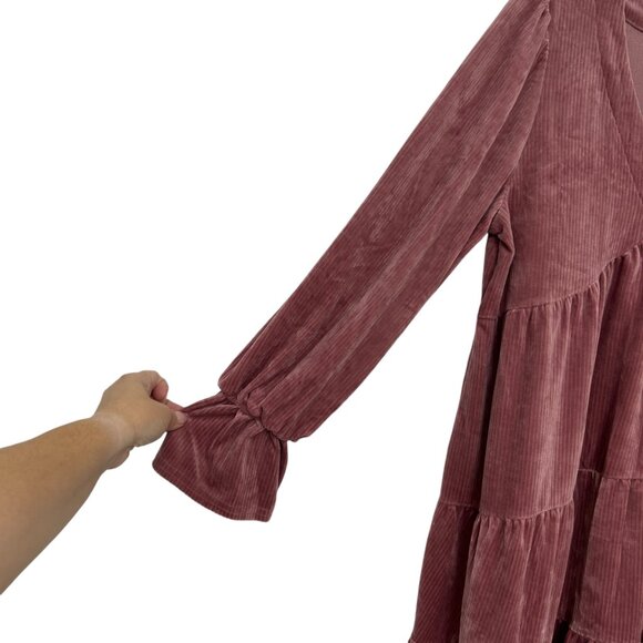 Maverick The Collection Corduroy  Long SleeveTiered Mini Dess women's size M - Picture 5 of 6